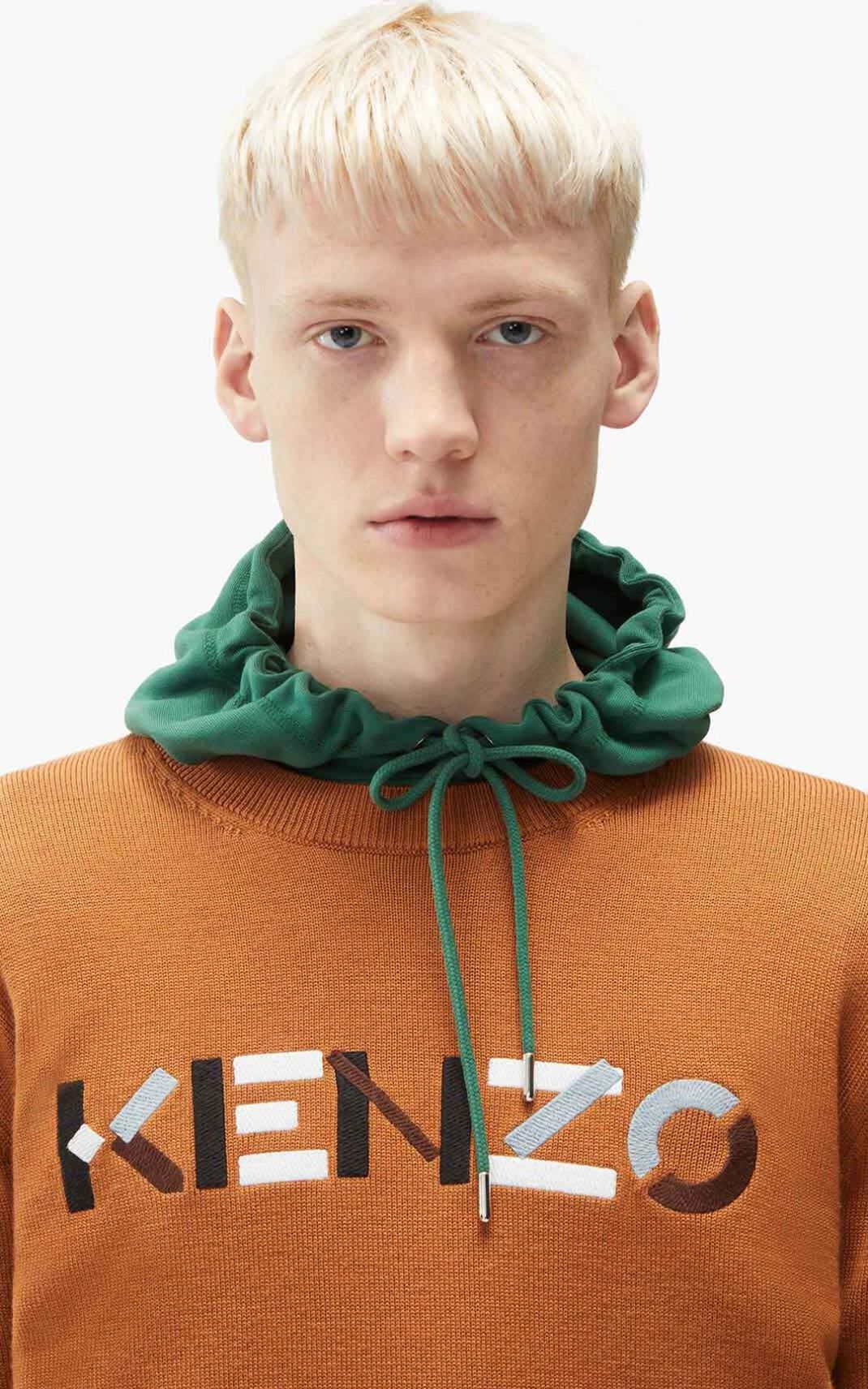 Kenzo Logo merino wool Stickad Tröja Herr | 49605-QOVF